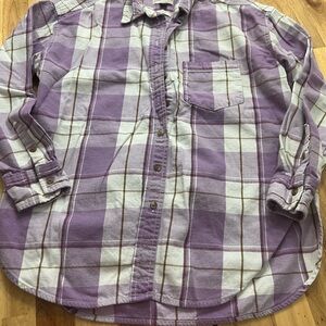 Universal Thread Oversized Plaid Flannel Shirt Purple White XS
